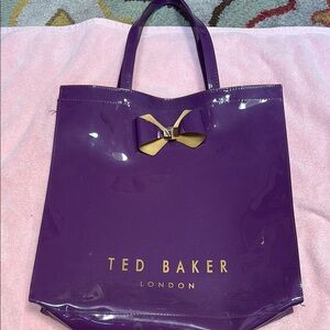 Ted Baker Glossy Purple Tote with Gold Bow